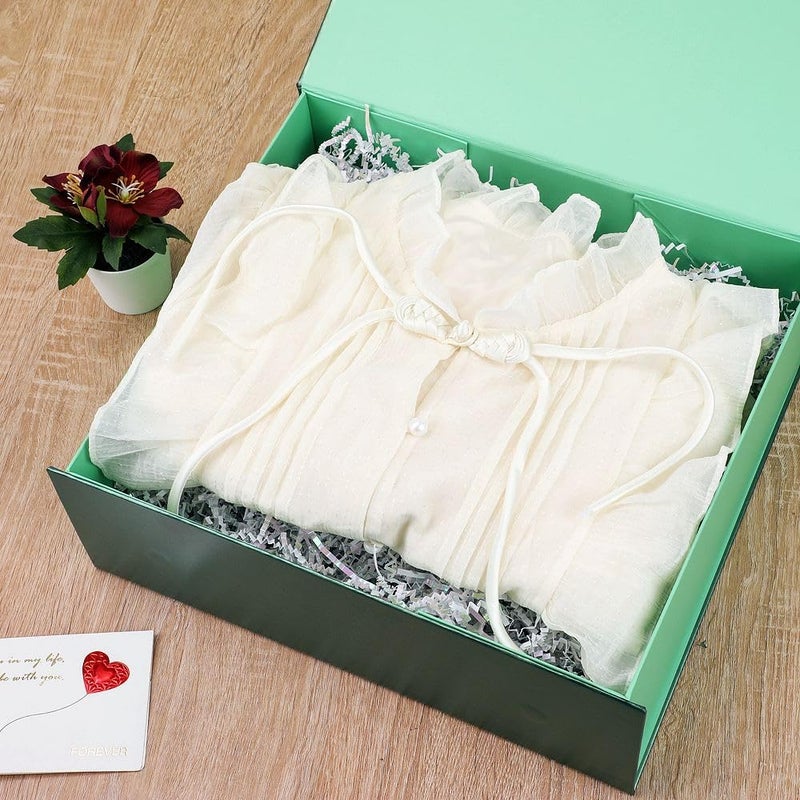 PLINJOY Large Gift Box 13.5x11.8x4.7 Inches, Green Gift Boxes for Presents with Magnetic Closure Lid, Luxury Gift Box Rectangle Collapsible Boxes for Gift Packaging - Image 5